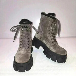 MARC FISHER MLHappier Lug Sole Combat Boots dark grey sz 5.5 M (17SN12)
